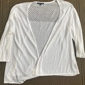 Plus size 1X cardigan thin white cable & gauge